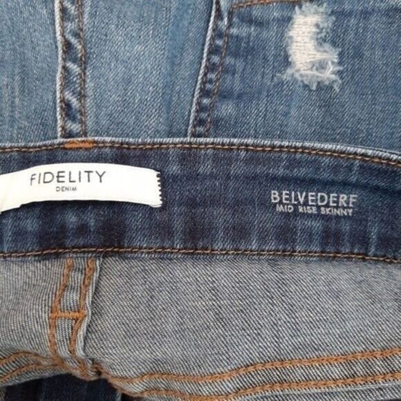 FIDELITY Denim Belvedere Mid Rise Skinny Jeans Refinery Blue Sz 32 - Picture 8 of 10